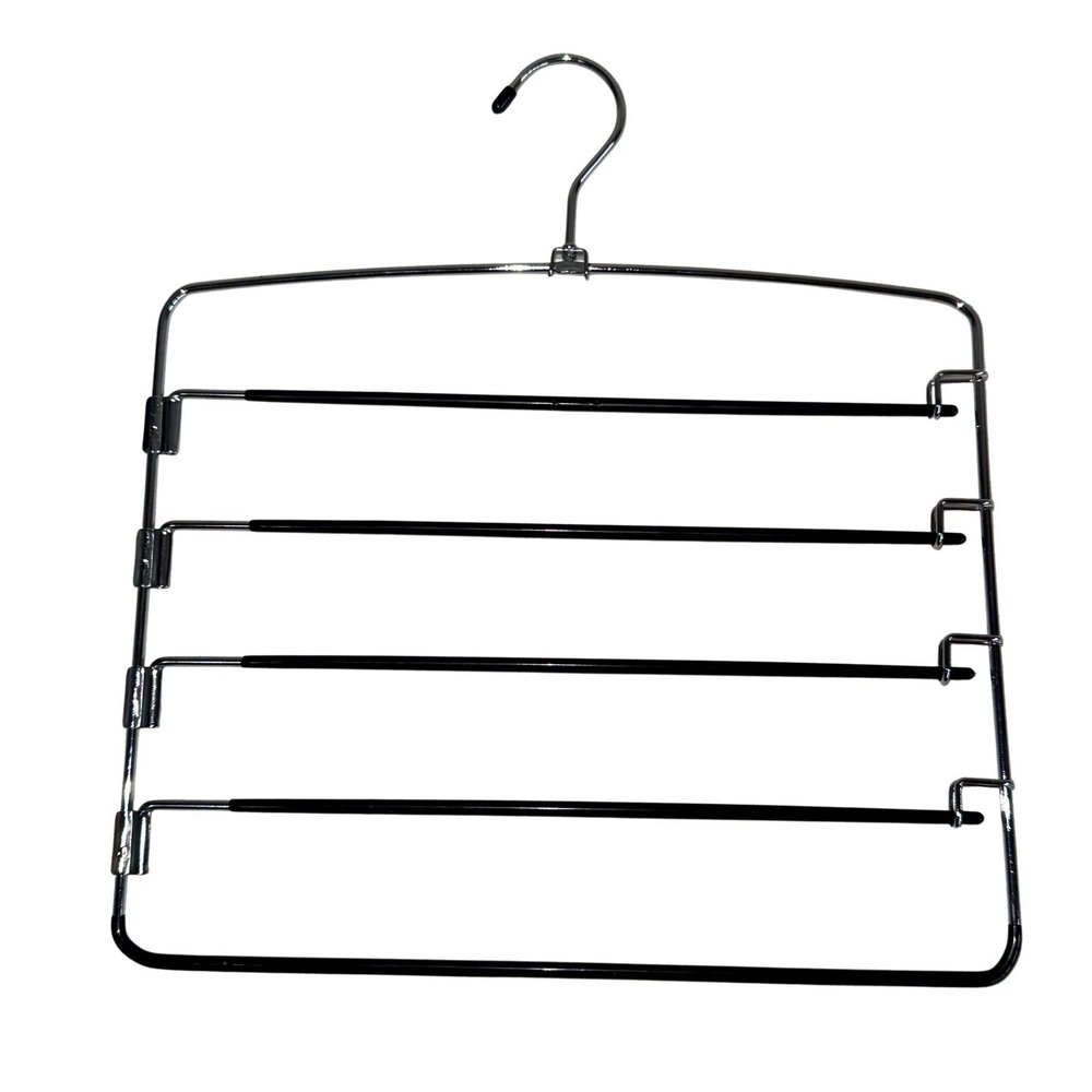 Lot of 9 - Metal 5 Tier Space Saving Pants Hangers Swing Arm Non Slip - Picture 2 of 2